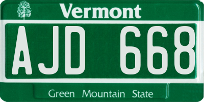 VT license plate AJD668