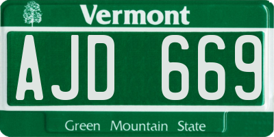 VT license plate AJD669