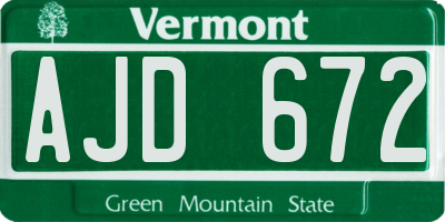 VT license plate AJD672