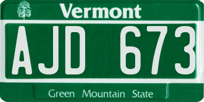 VT license plate AJD673