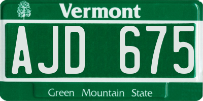 VT license plate AJD675