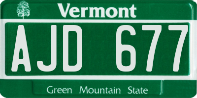 VT license plate AJD677
