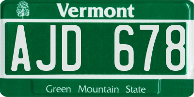VT license plate AJD678