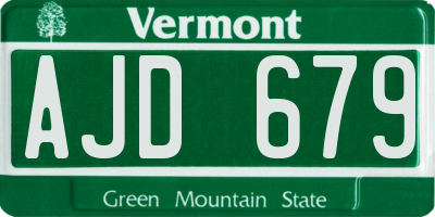VT license plate AJD679