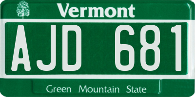 VT license plate AJD681