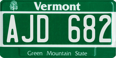 VT license plate AJD682