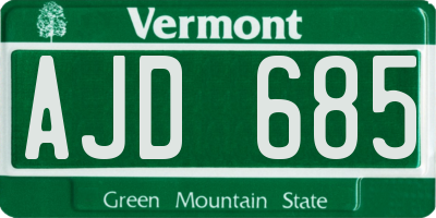 VT license plate AJD685