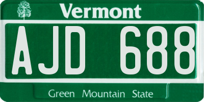 VT license plate AJD688
