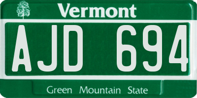 VT license plate AJD694