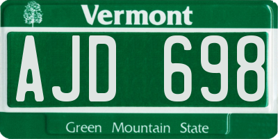 VT license plate AJD698
