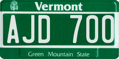 VT license plate AJD700