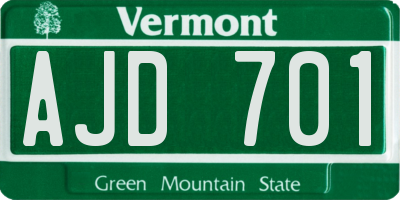 VT license plate AJD701