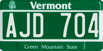 VT license plate AJD704