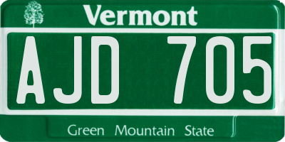 VT license plate AJD705