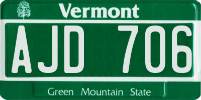 VT license plate AJD706