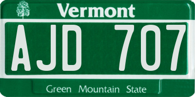 VT license plate AJD707