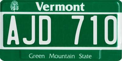 VT license plate AJD710