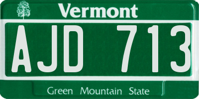 VT license plate AJD713