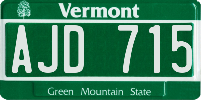 VT license plate AJD715