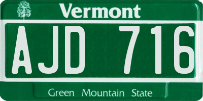 VT license plate AJD716