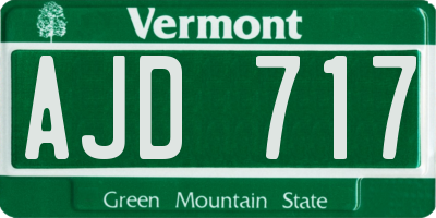 VT license plate AJD717