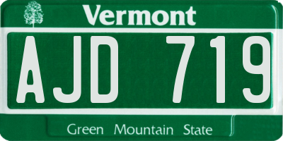 VT license plate AJD719
