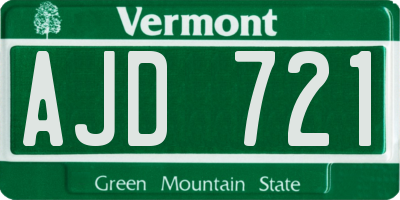 VT license plate AJD721