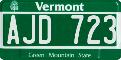 VT license plate AJD723
