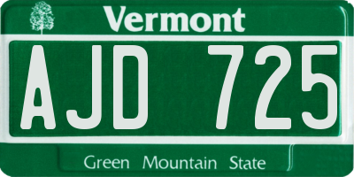 VT license plate AJD725
