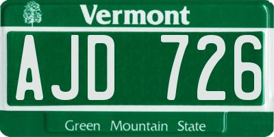 VT license plate AJD726