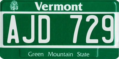 VT license plate AJD729