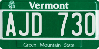 VT license plate AJD730
