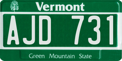 VT license plate AJD731