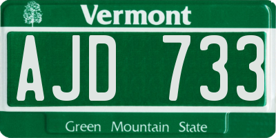 VT license plate AJD733