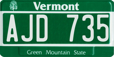 VT license plate AJD735