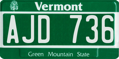 VT license plate AJD736