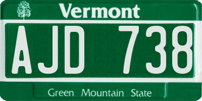 VT license plate AJD738