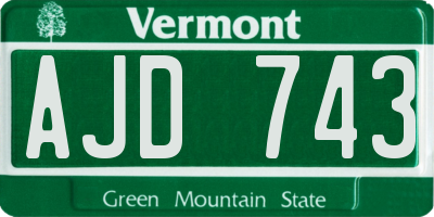 VT license plate AJD743