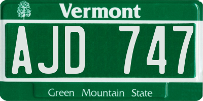 VT license plate AJD747