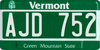VT license plate AJD752