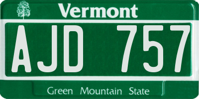 VT license plate AJD757