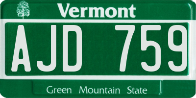 VT license plate AJD759