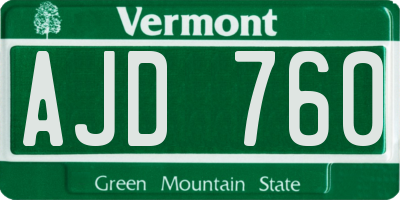 VT license plate AJD760