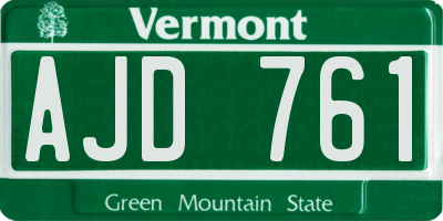 VT license plate AJD761