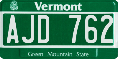 VT license plate AJD762