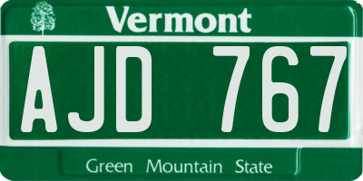VT license plate AJD767