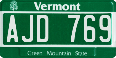 VT license plate AJD769