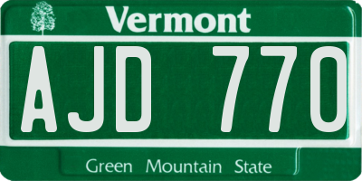VT license plate AJD770