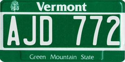 VT license plate AJD772