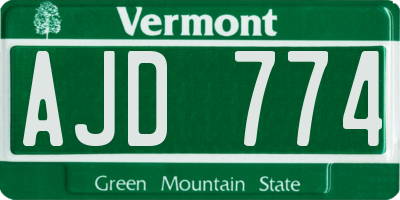 VT license plate AJD774